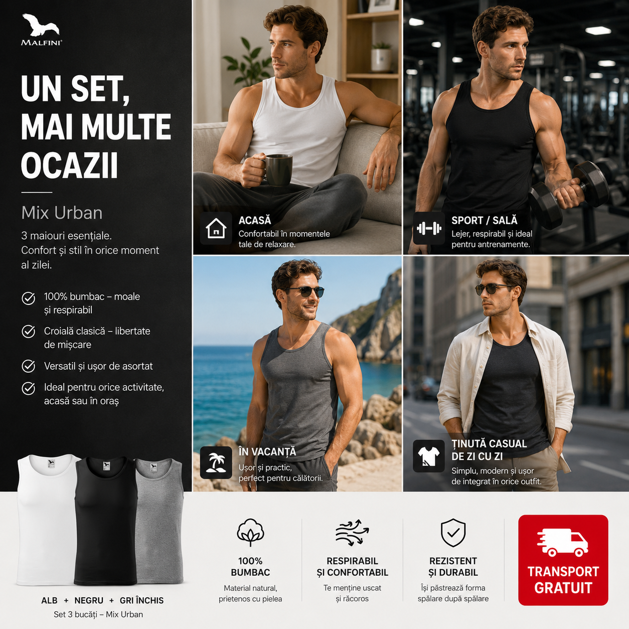 Maiouri bărbat potrivite pentru sport casă vacanță și ținute casual
